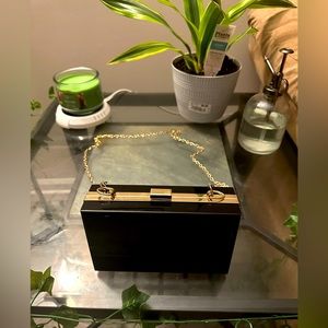 Black, date night, on or off gold chain purse